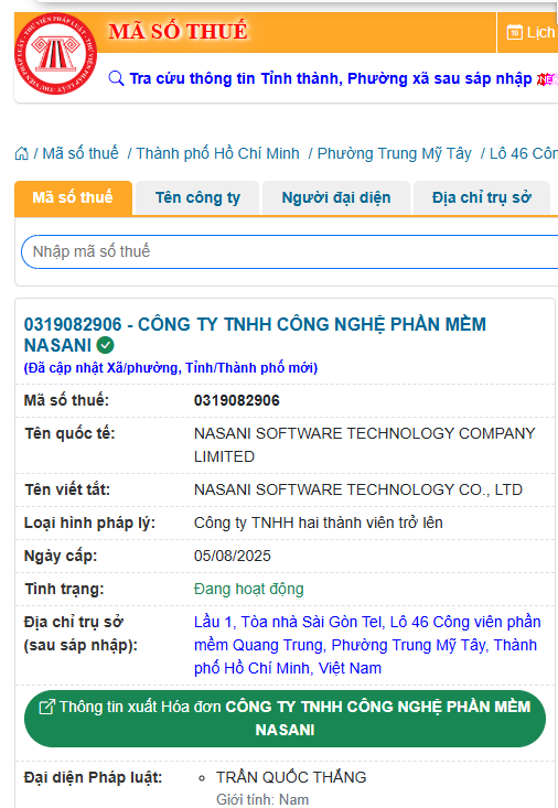 Pháp lý Công Ty Nasani