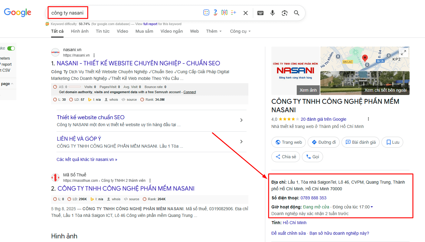 thông tin công ty Nasani